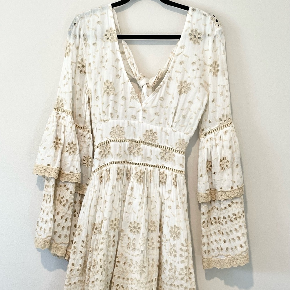 NWOT antica sartoria white/cream eyelet cutout dress Italy Positano import